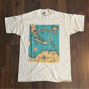 Vintage Caribbean Fruit Of The Loom Heavy Cotton T-Shirt Single Stitch USA Large